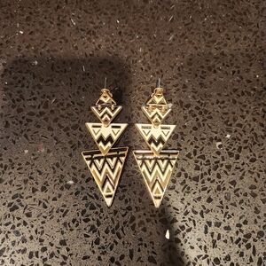 Geometric Gold and Black Earrings